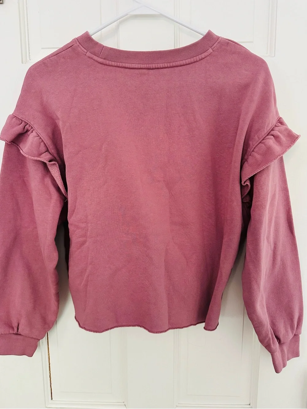 Gap Kids Vintage Soft Ruffle Cropped Sweatshirt Dusty Rose Sz 12 (XL)